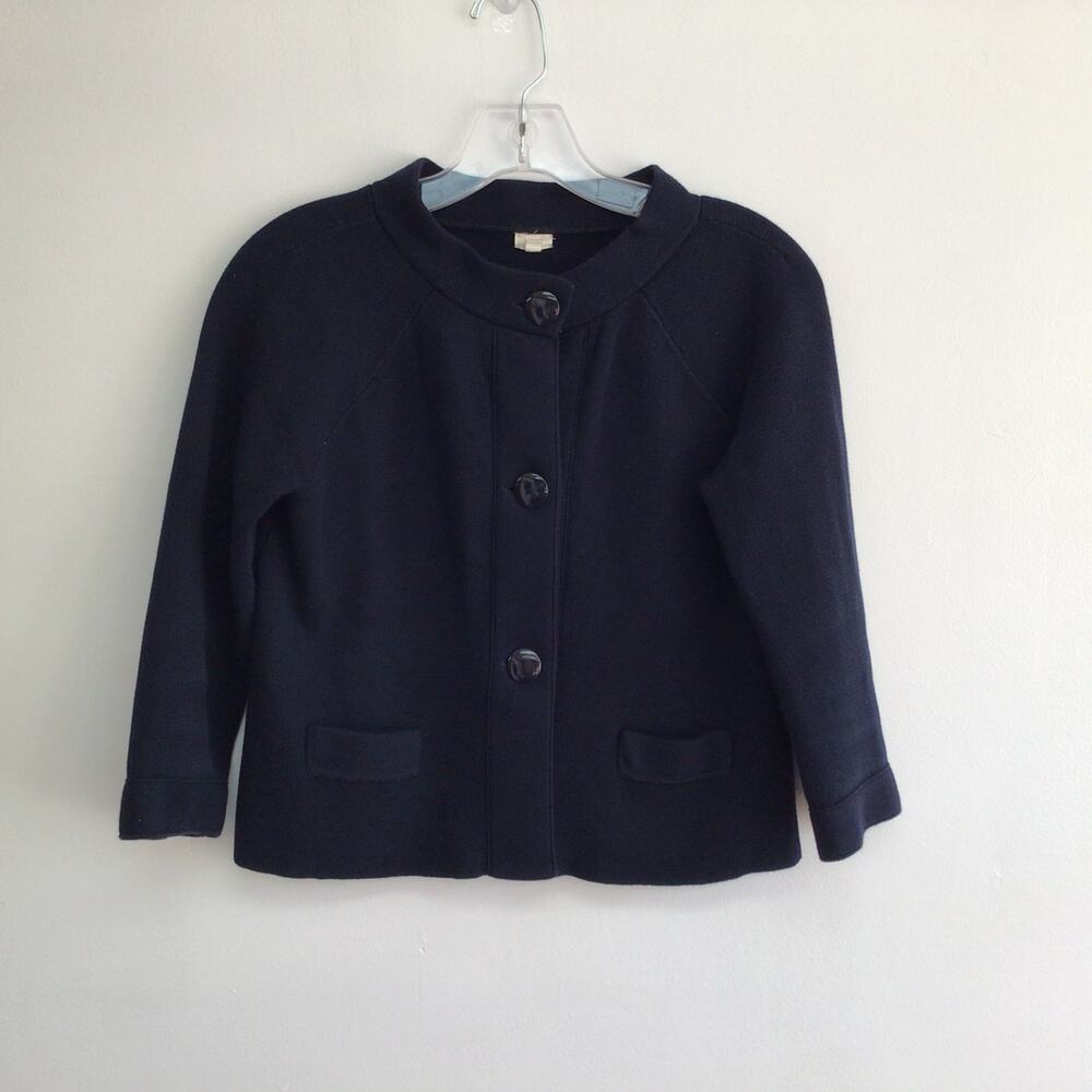 J. Crew Knit Navy Cropped Blazer Sz S